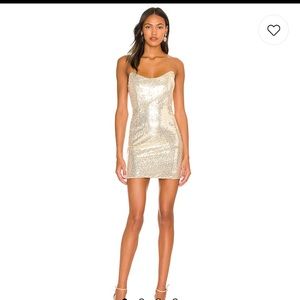 Superdown mini dress in gold sequins